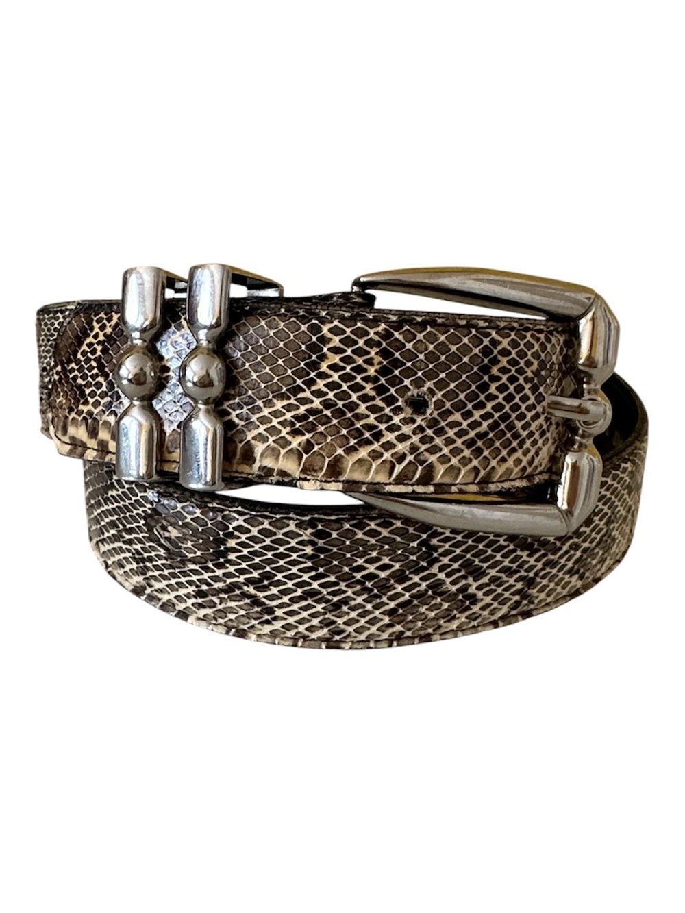 Genuine Snakeskin Leather Belt with Silver Hardware Size S/M
